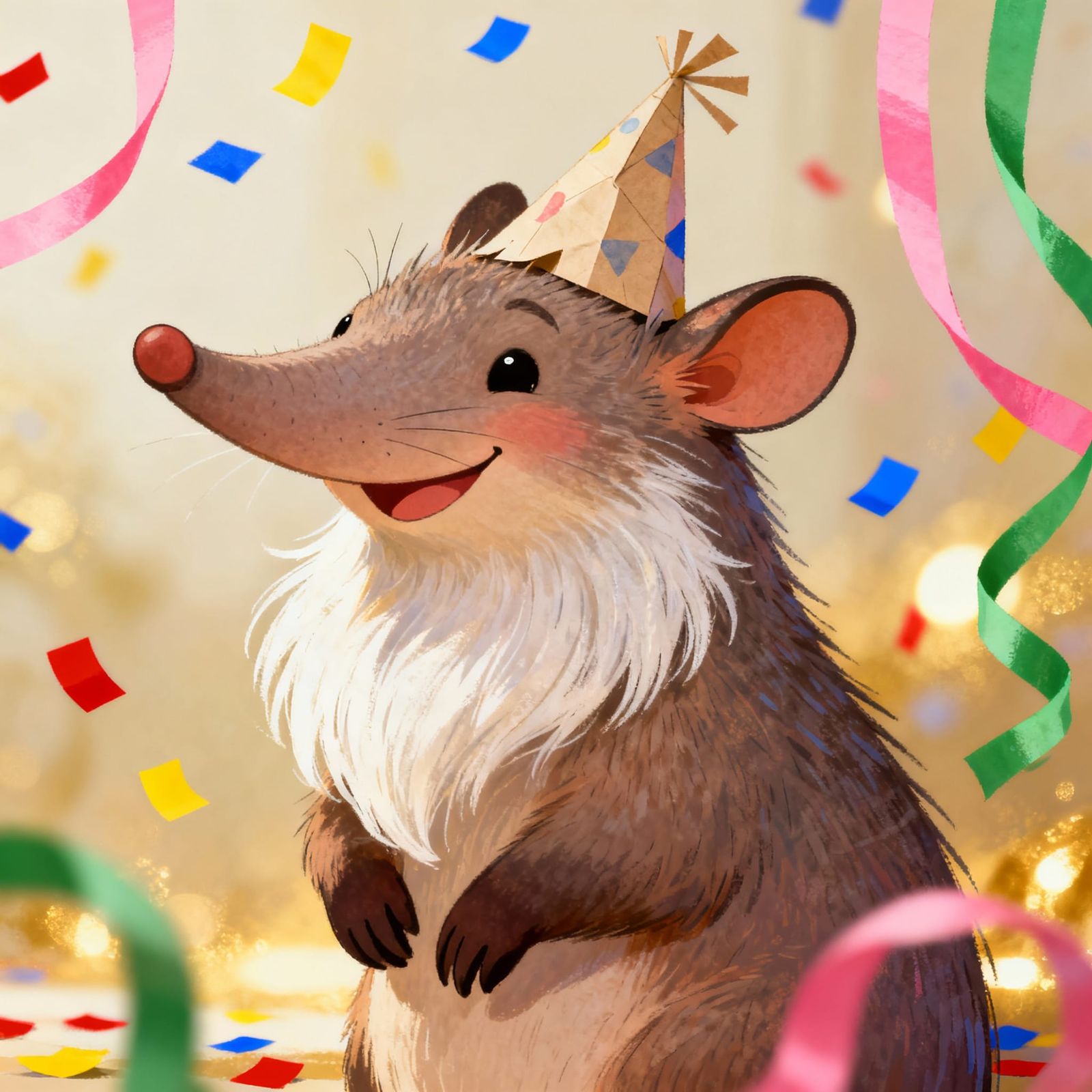 Whimsical Aardvark in Party Crown: A Cheerful Digital Painti...