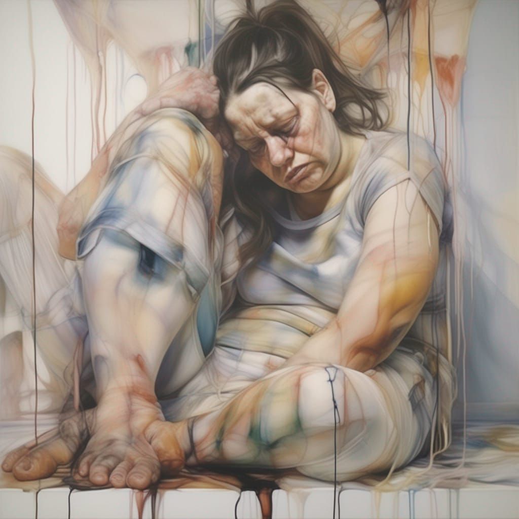 Distorted Nude Figure in Oil Paint