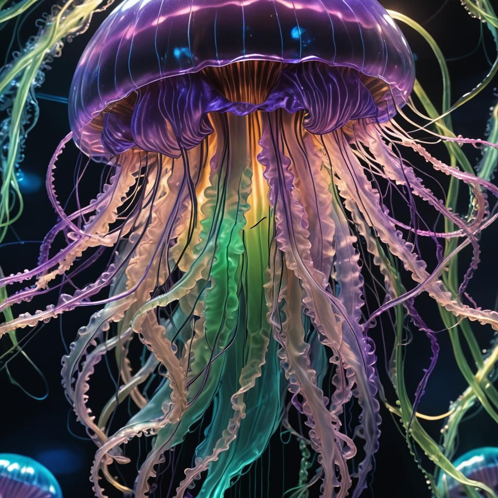 Fluorescent Jellyfish in Light Lamp: Fantasy Concept Art