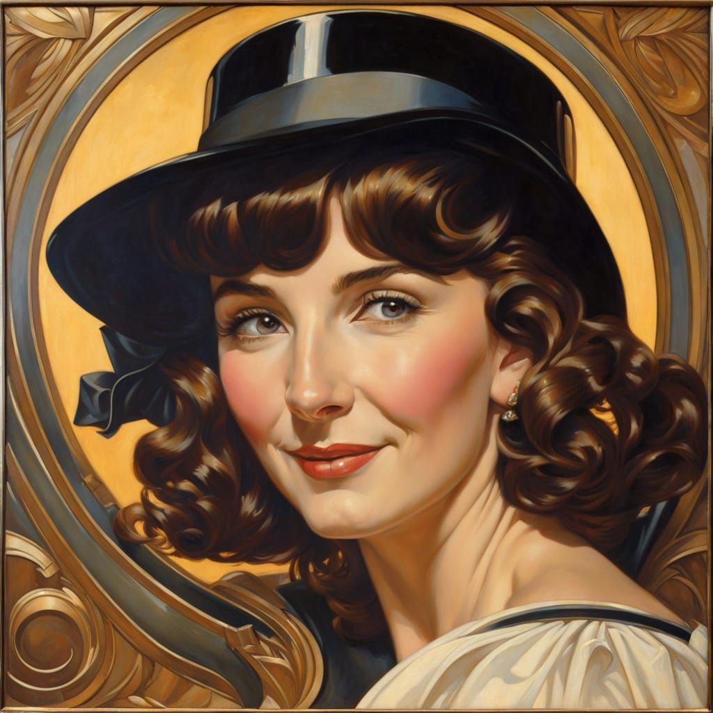 Art Nouveau Portrait of a Saucy Young Woman