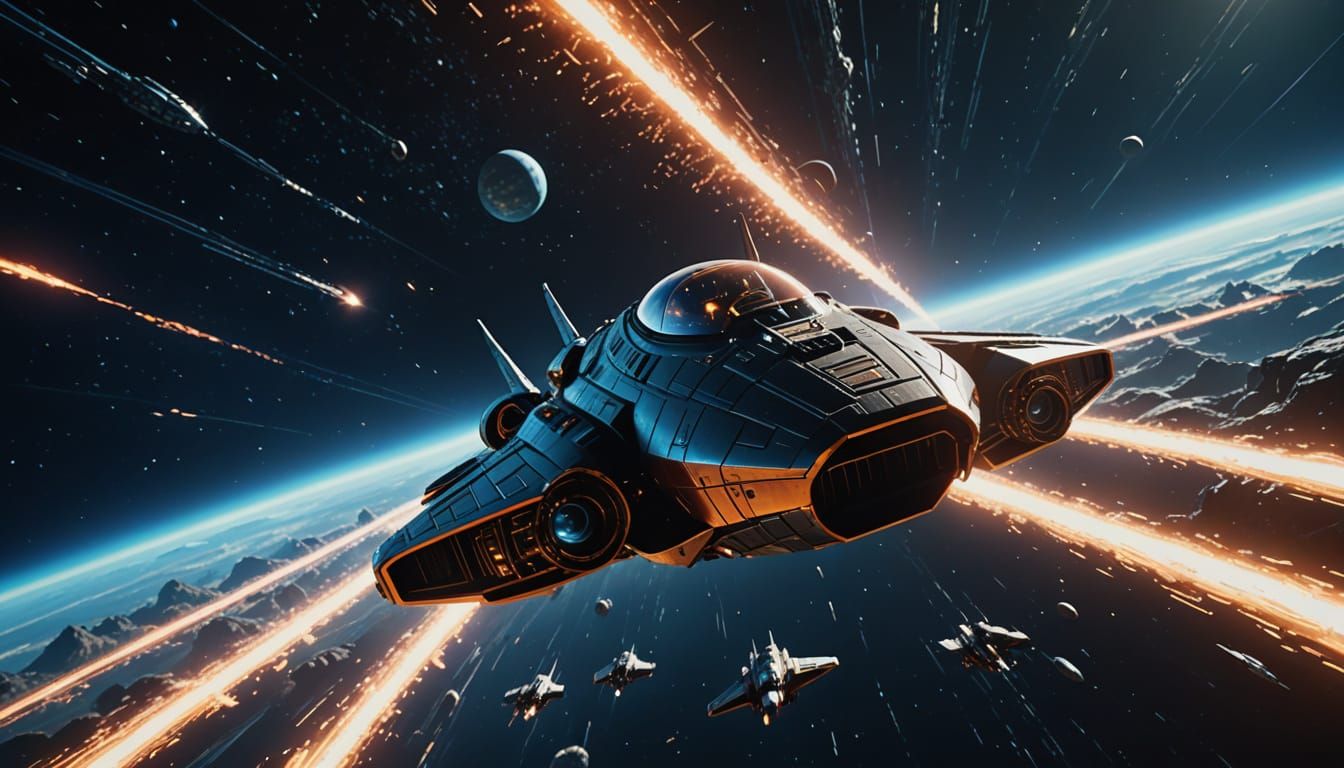 Futuristic Spaceship Discovery Mission in Deep Space