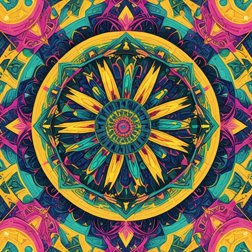 Psychedelic Kaleidoscope of Geometric Shapes and Colors
