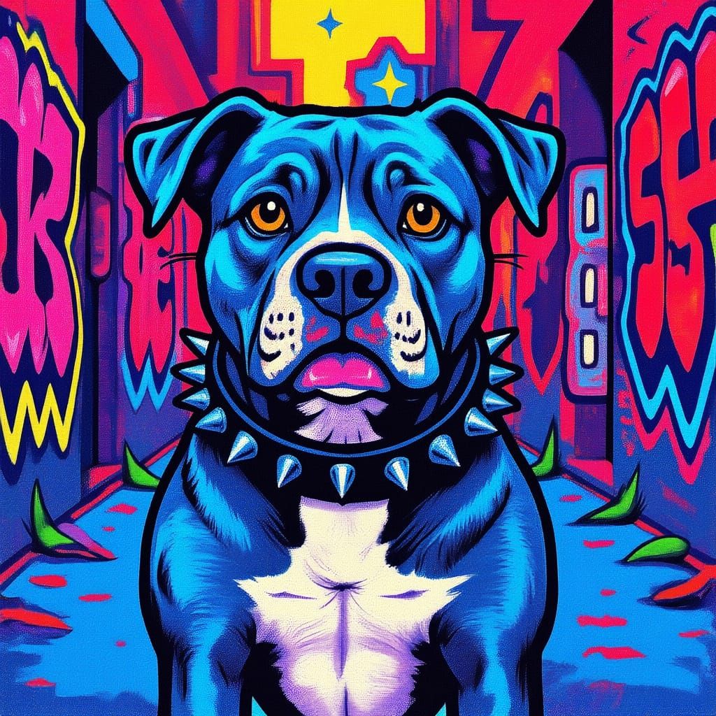 Intimidating Blue-Grey Staffordshire Terrier Portrait