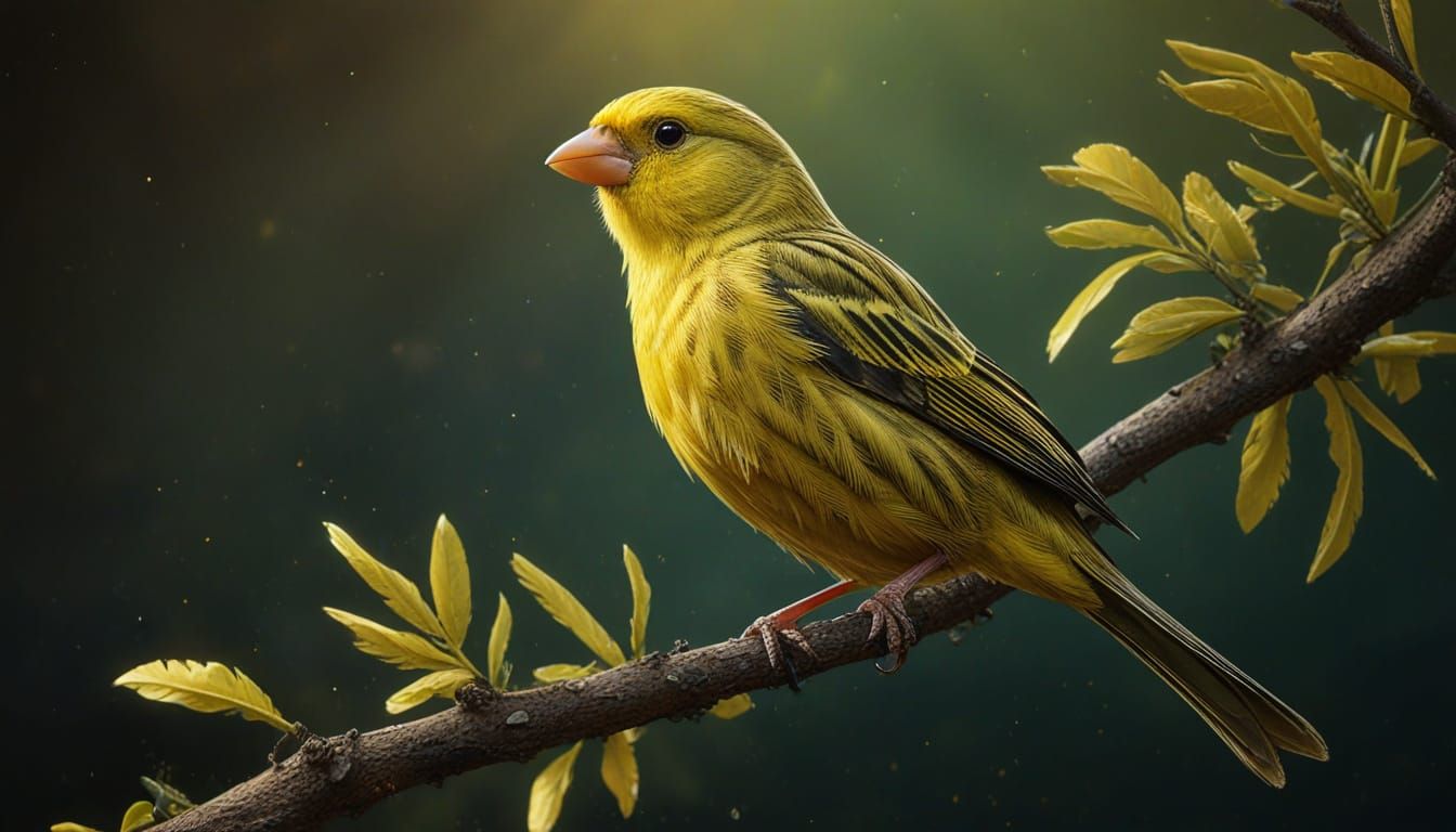 Vibrant Yellow-Fronted Canary in Dramatic Splash Art