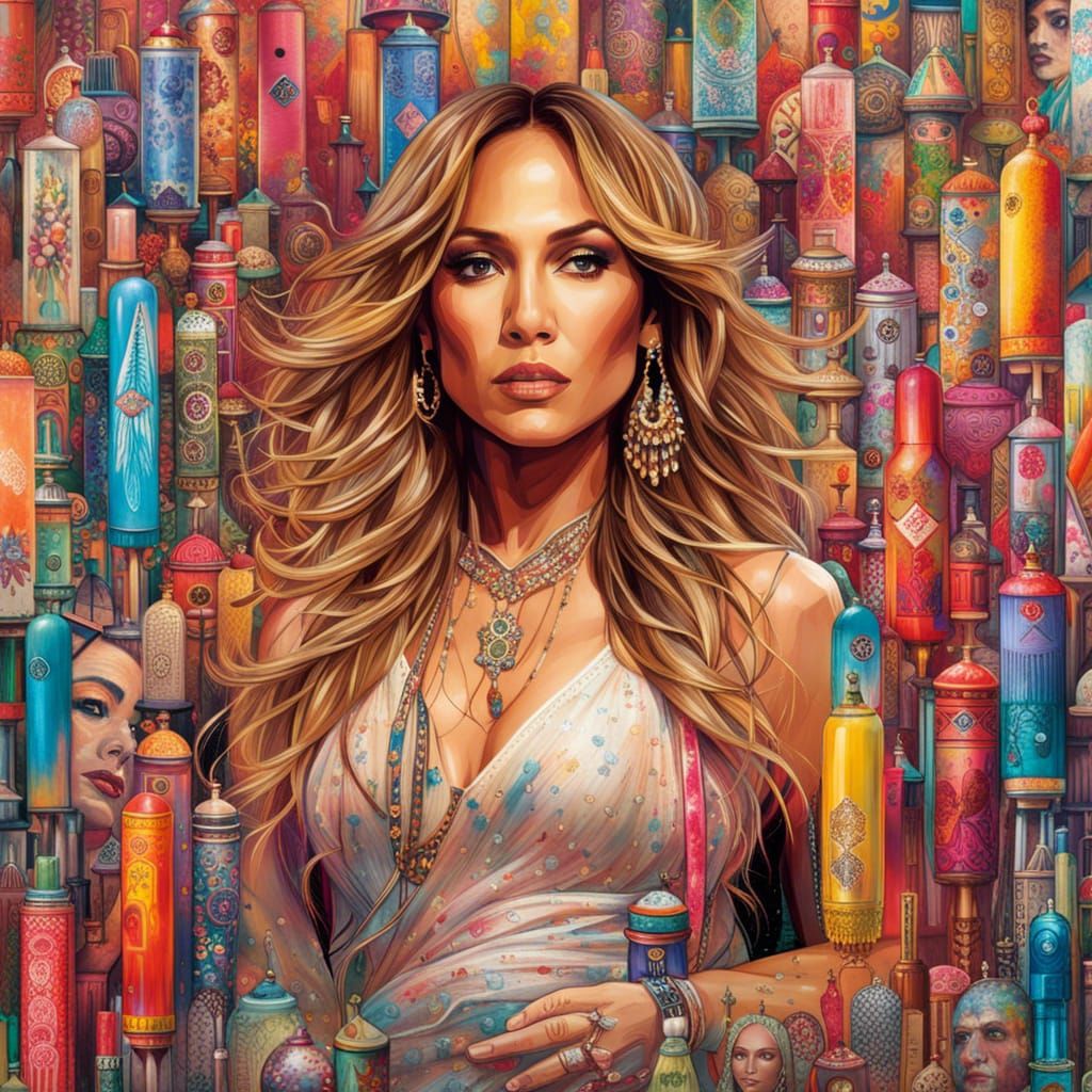 Jennifer Lopez Portrait with Pez Dispensers