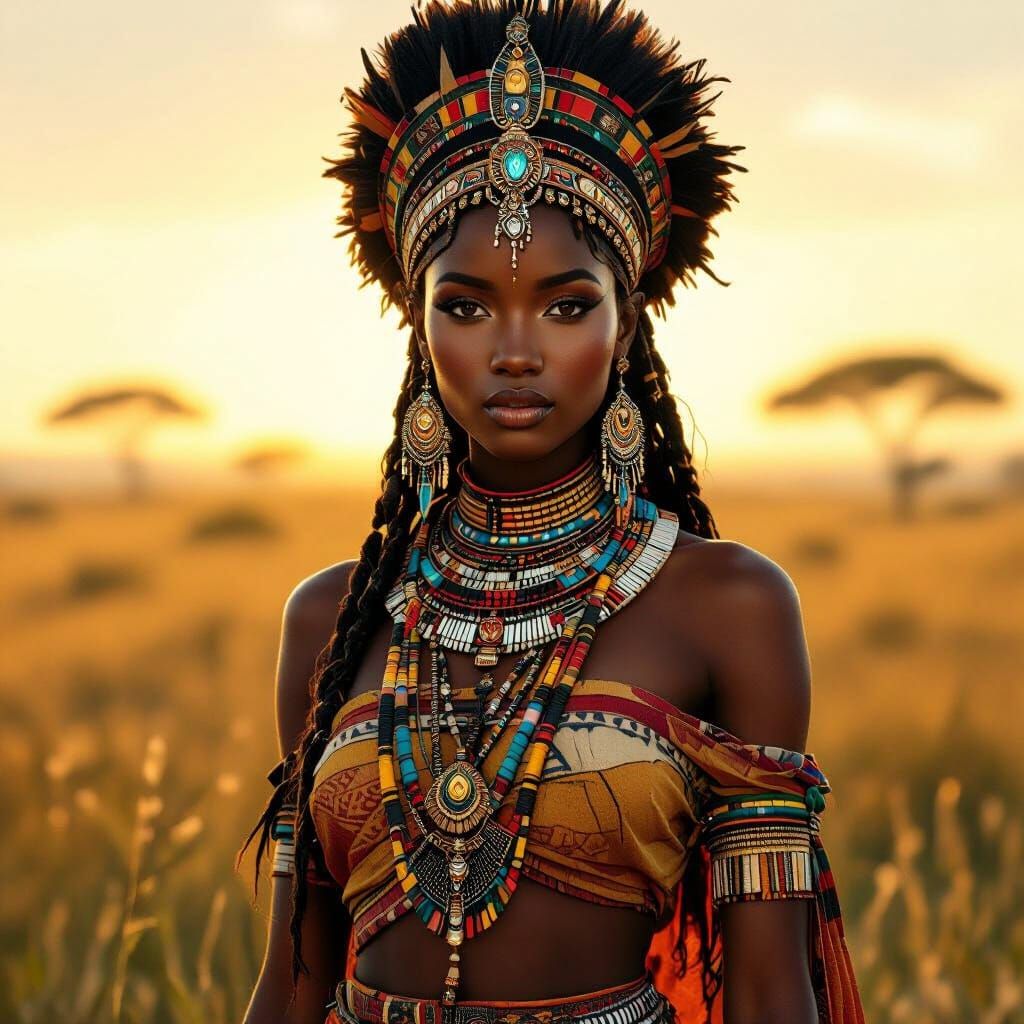 Elegant African Goddess in Traditional Attire