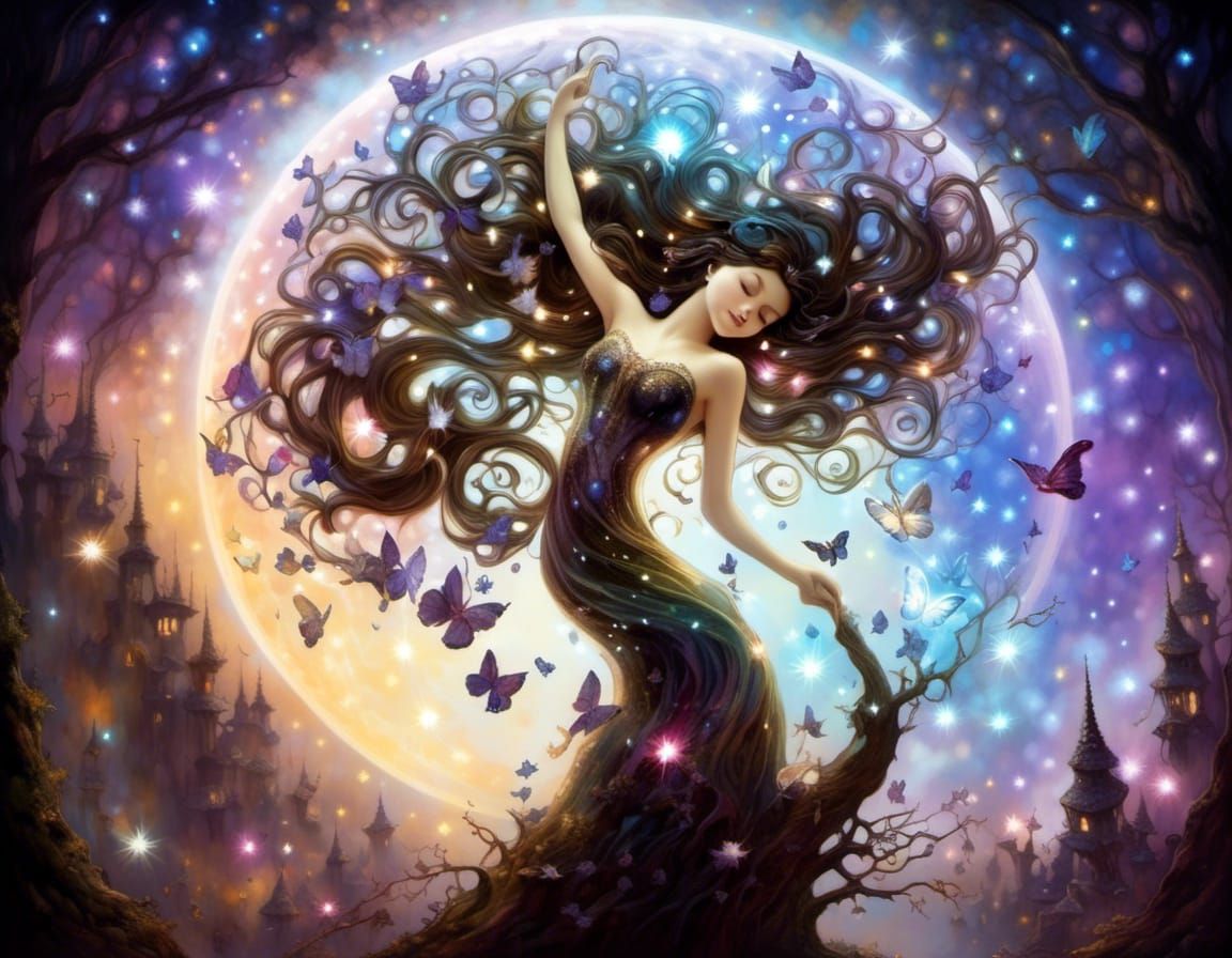 Ethereal Fairies in Iridescent Firefly Village