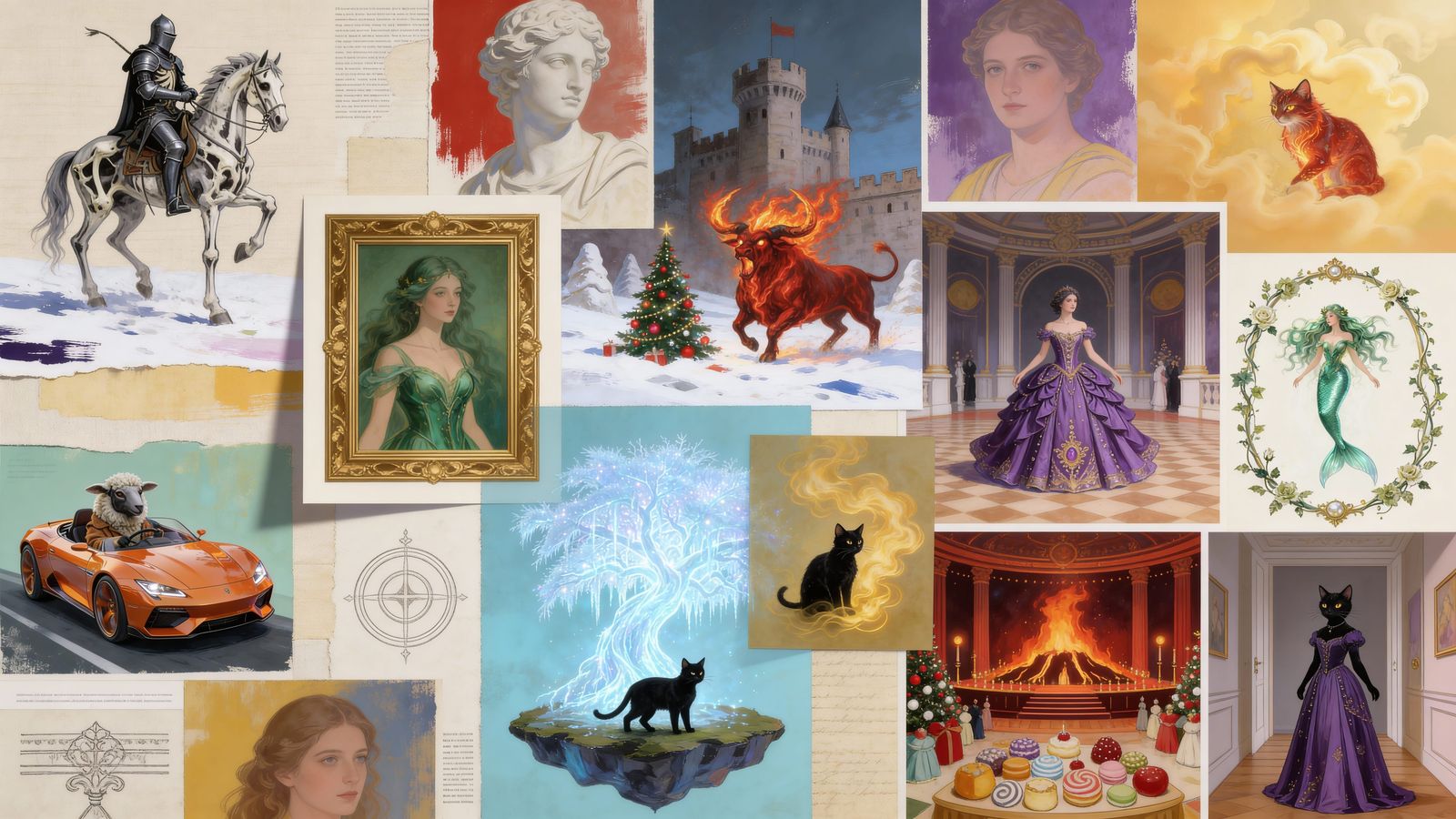 Artistic Collage of Fine Art Elements and Creative Expressio...