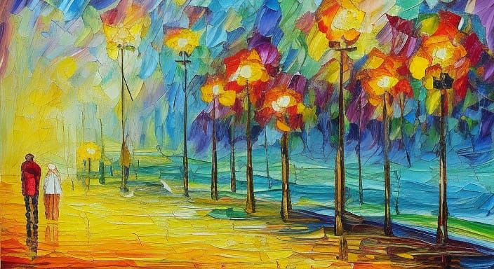 Morning Despair in Neo-Impressionist Expressionist Oil Paint...