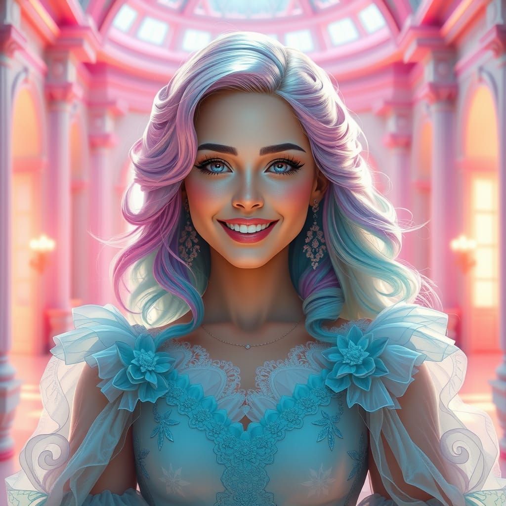 Dreamy Pastel Goddess in Enchanting Palace