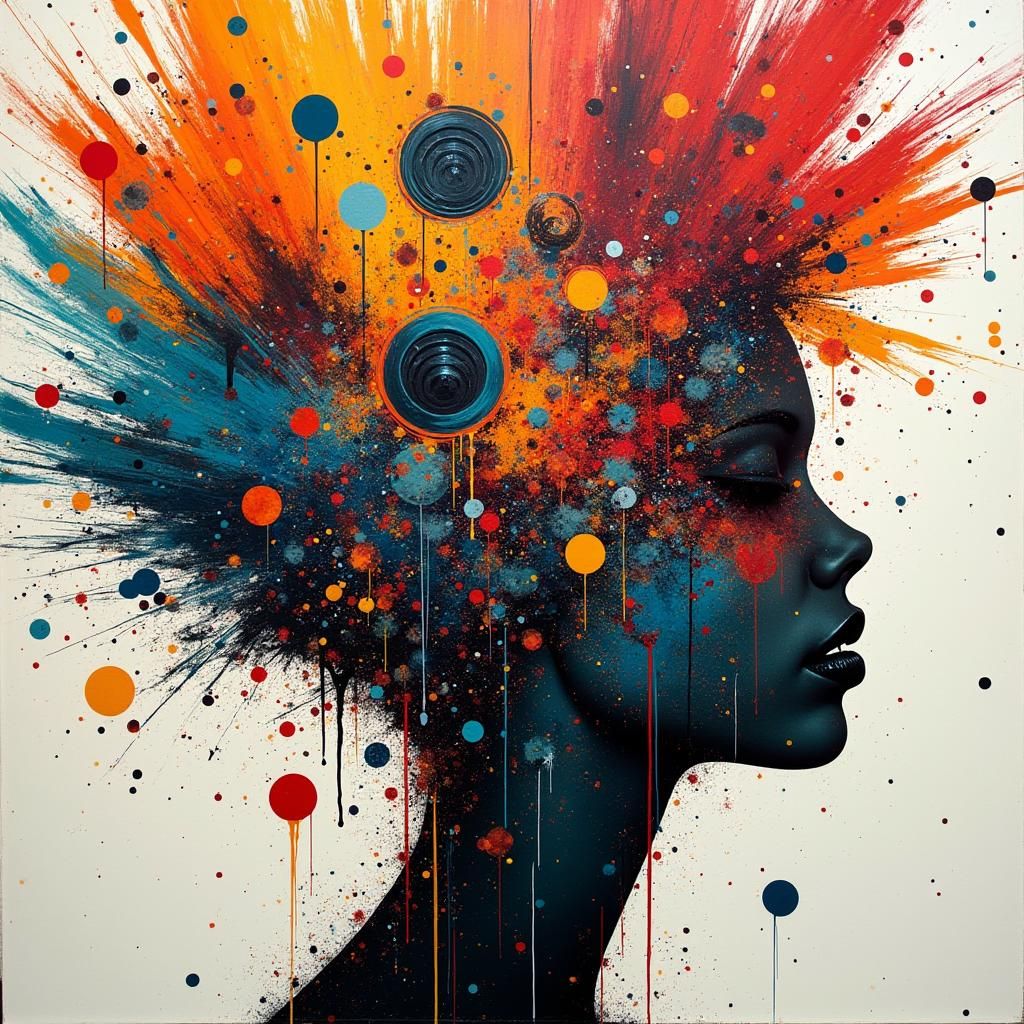 Android Emotions in Geometric Abstract Splash Art