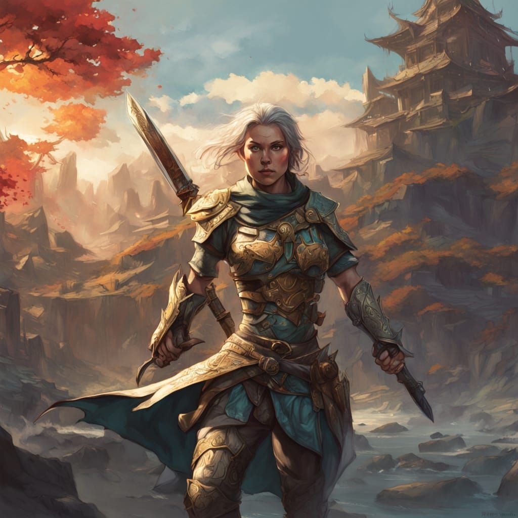 Elf Warrior in Armored Bikini Running into War