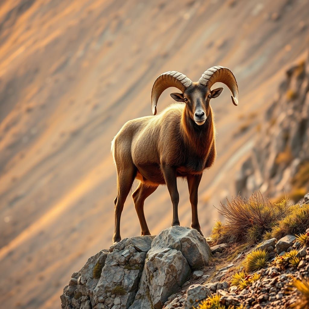 photo realistic close up of a Big Horn Sheep on the side of ...