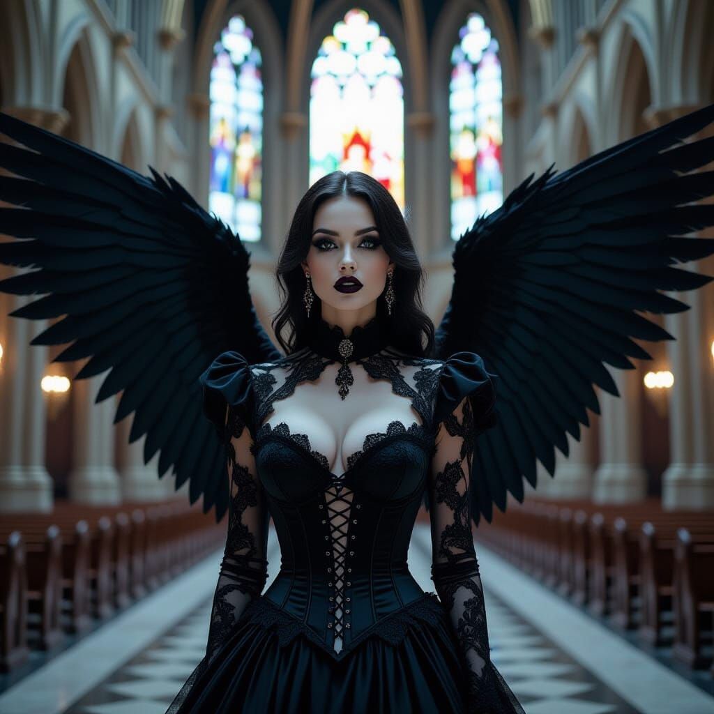Gothic Angel Taking Flight: Cinematic Photography