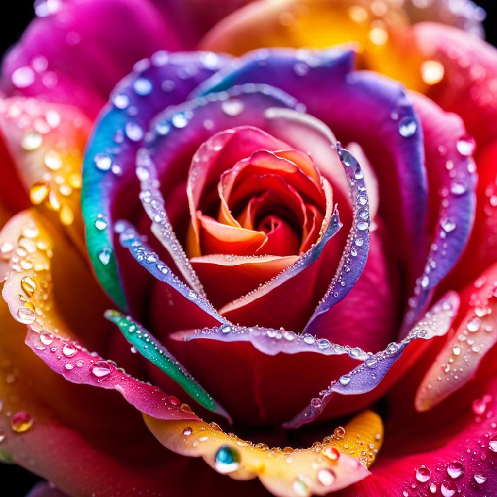 Dew-Kissed Multicolored Rose in Crystal Bowl