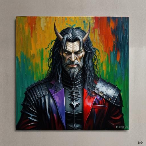 Furious Knight in Expressionist Oil Painting