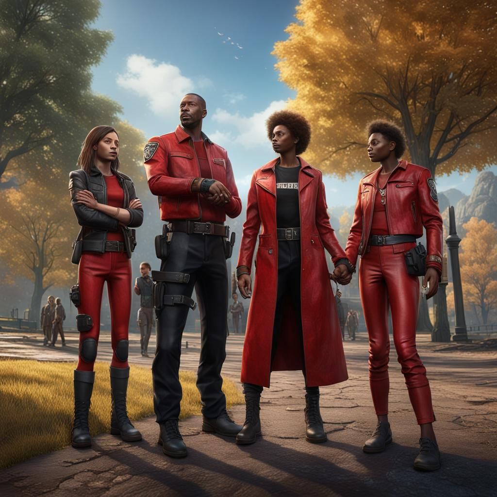 Leather Family Meets Police: Fantasy Concept Art