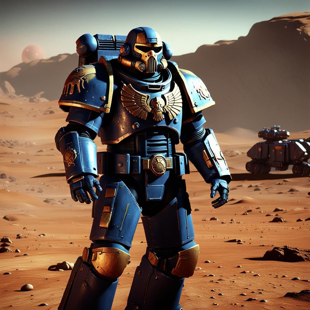 Warhammer 40k Space Marine on Barren Mars