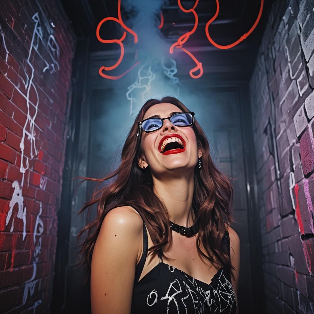 Psycho Girlfriend in Foggy Noir Graffiti Style