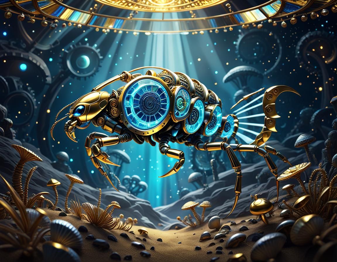 Steampunk Scorpion Fish with Intricate Mechanical Design