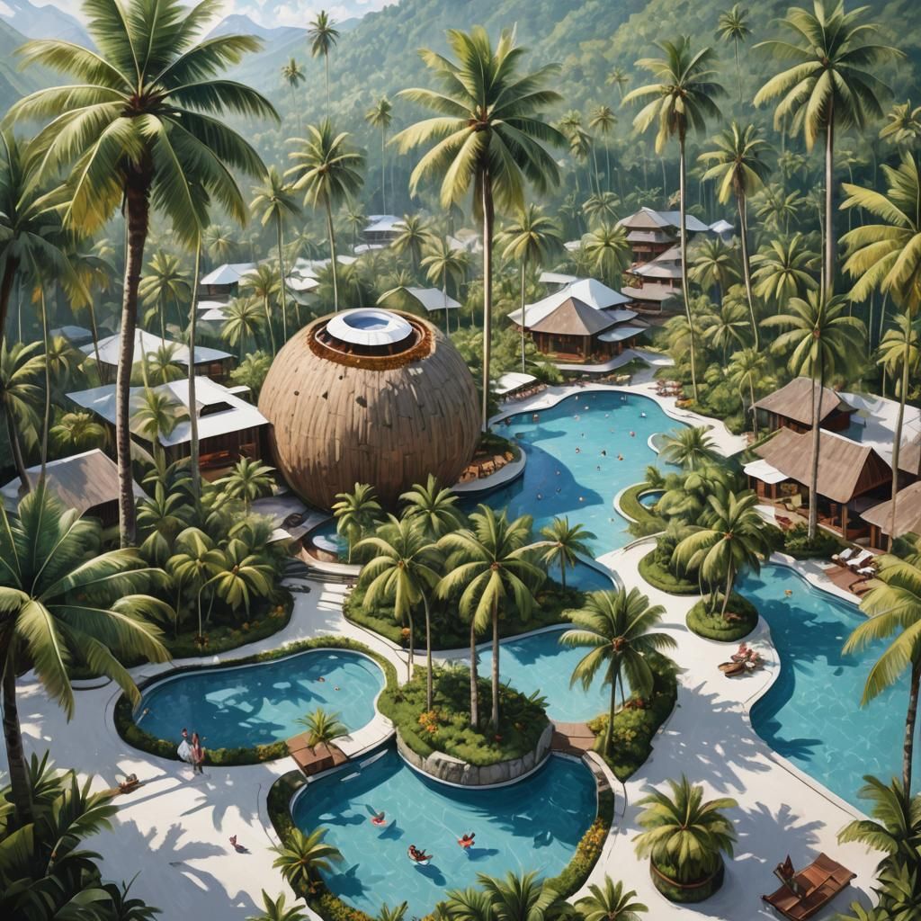Luxurious Ski Hotel in Coconut: Fantasy Concept Art