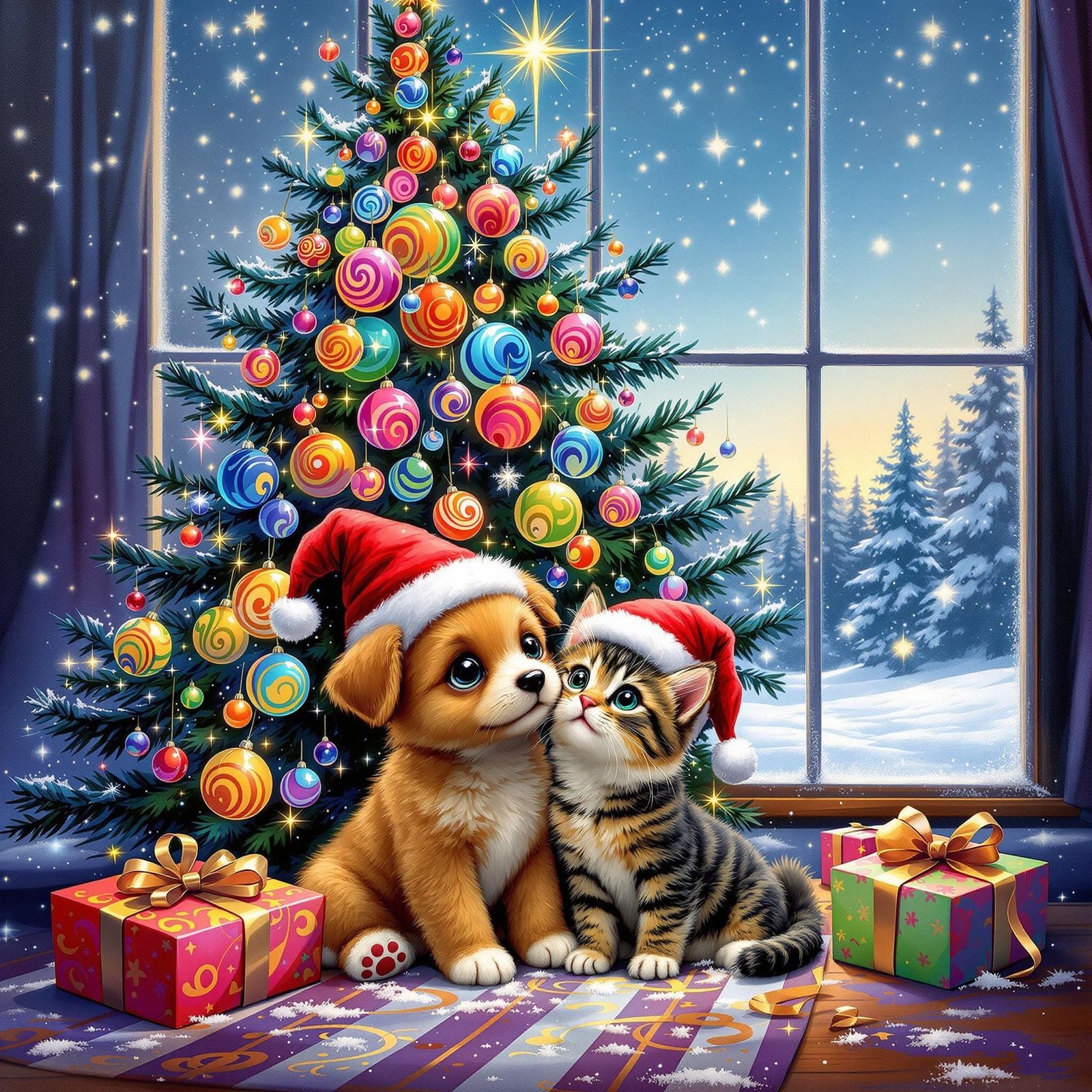 Joyful Holiday Friends in Vibrant Graffiti Style