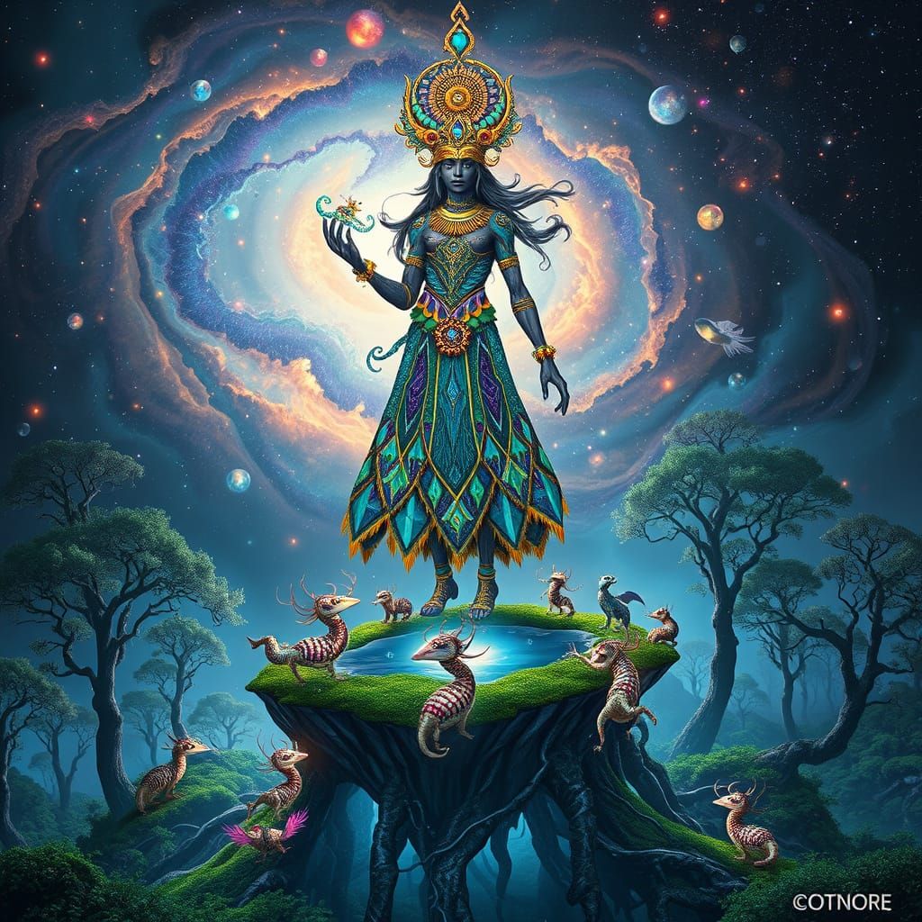 Mystical Shaman: Living Ecosystem Amidst Swirling Nebula