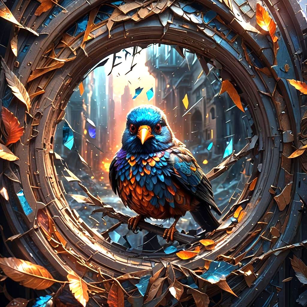 Mysterious Bird Eye Peeking Through Window Hole