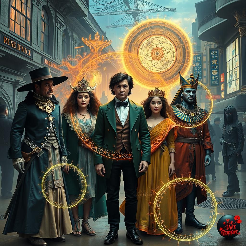 Surreal Time-blend with Fractal Encircled Figures