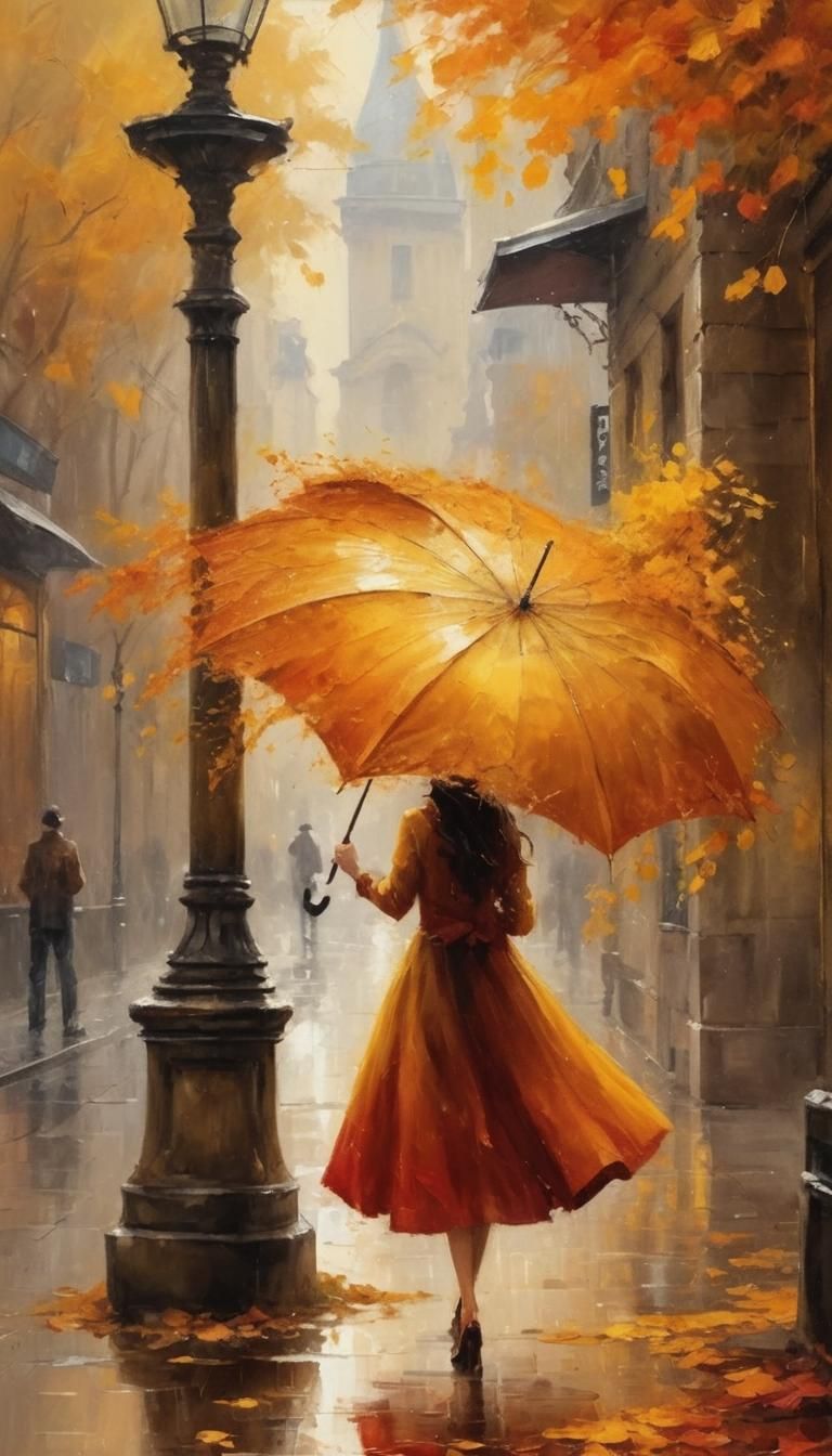 Parisian Woman in Yellow: An Oil Painting