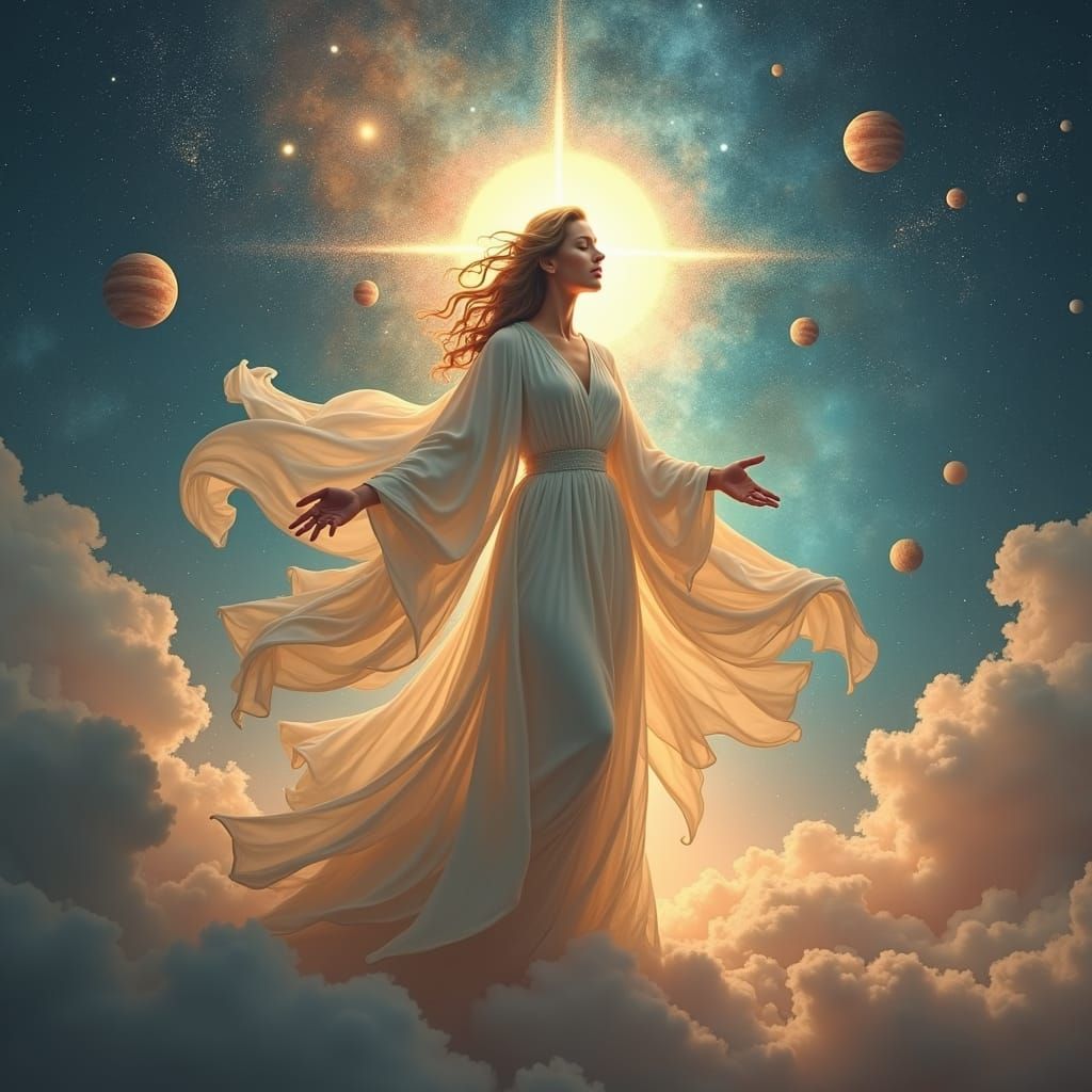 Cosmic Healing Goddess in Surreal Digital Art