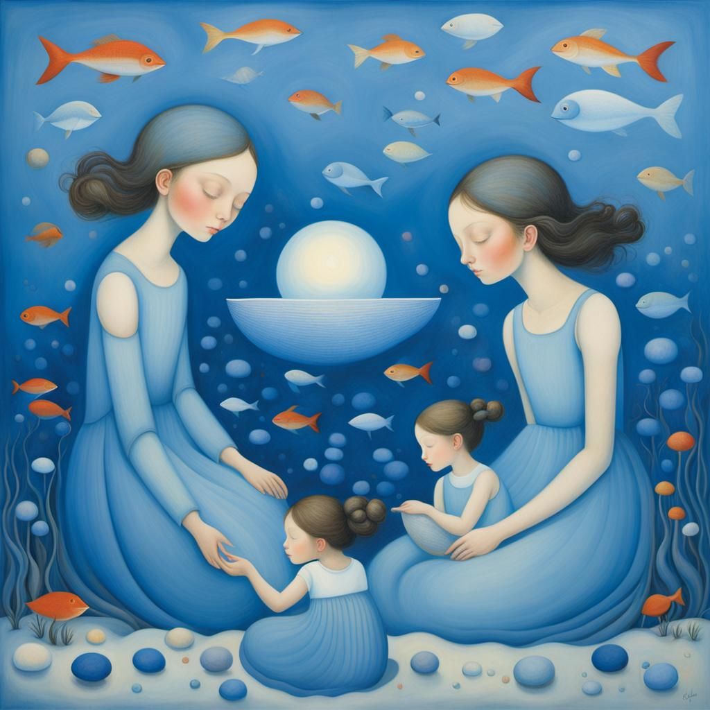 Surreal Blue Portrait in Visionary Style