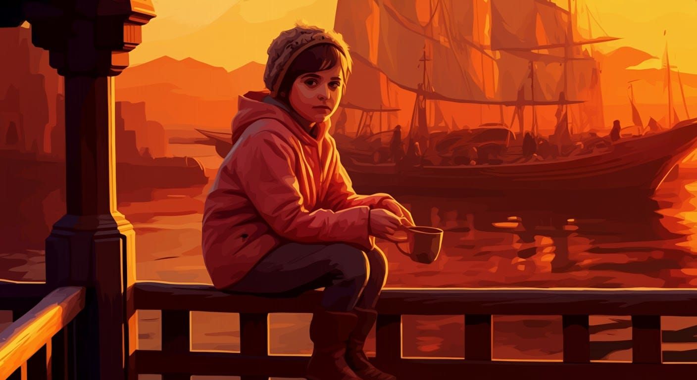 Abstract Watercolor Fractal at Golden Hour