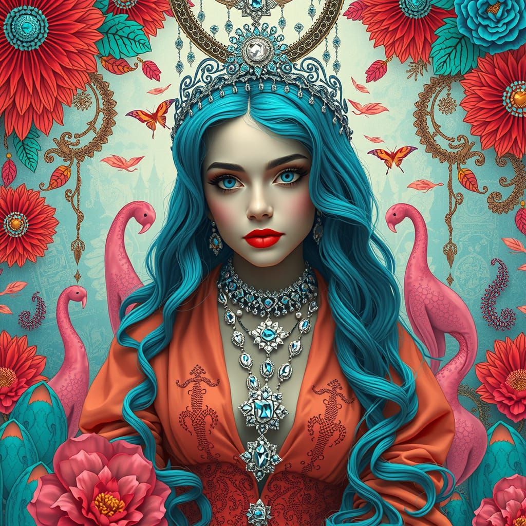 Ethereal Sea Princess in Vibrant Opulent Atmosphere