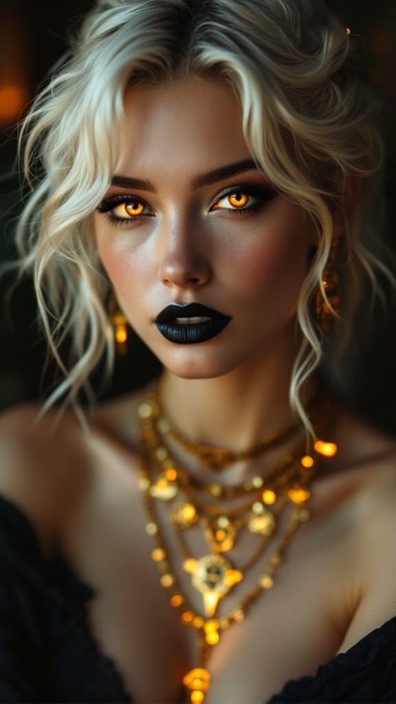 Hyperrealistic Portrait of a Modern-Day Enchantress in Elega...