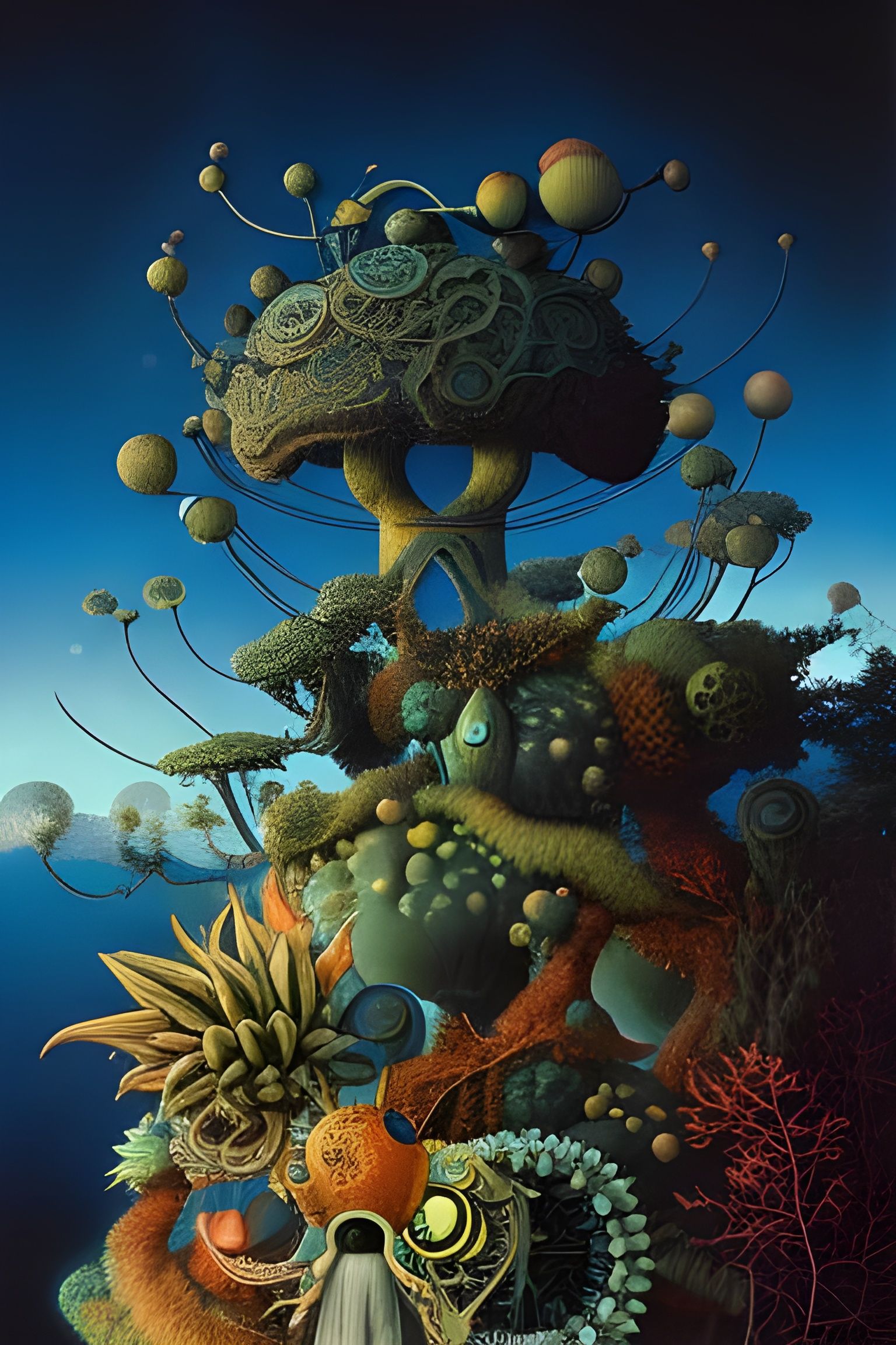 Bioluminescent Cats in Grotesque Collage Style