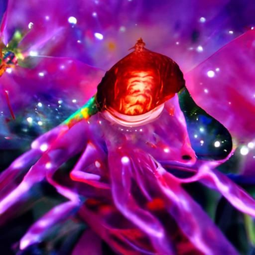 Omniscient Shrimp Yogi: Cosmic Astral Illustration