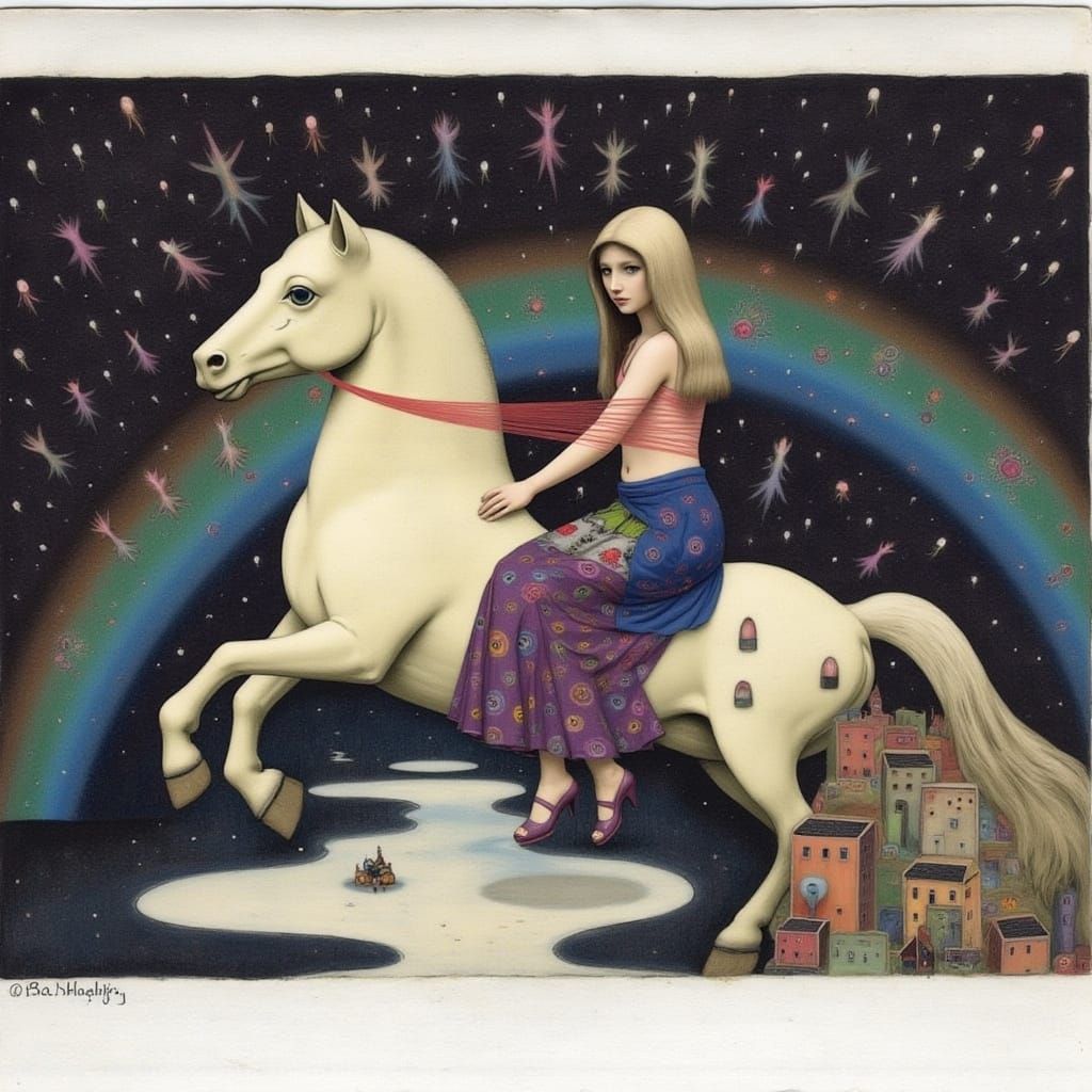 Melancholic Figure in Monotype Print Collage