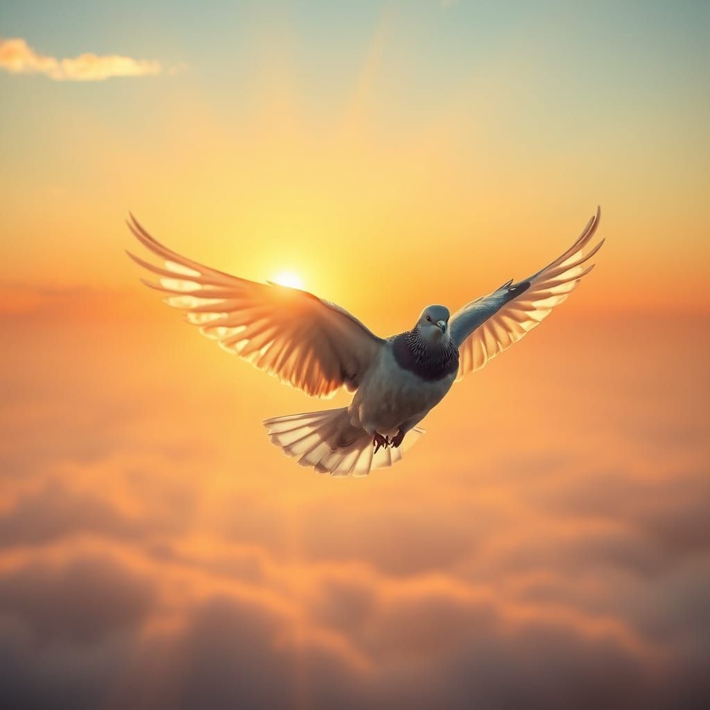 Ethereal Sunrise Dove in Futuristic Realism