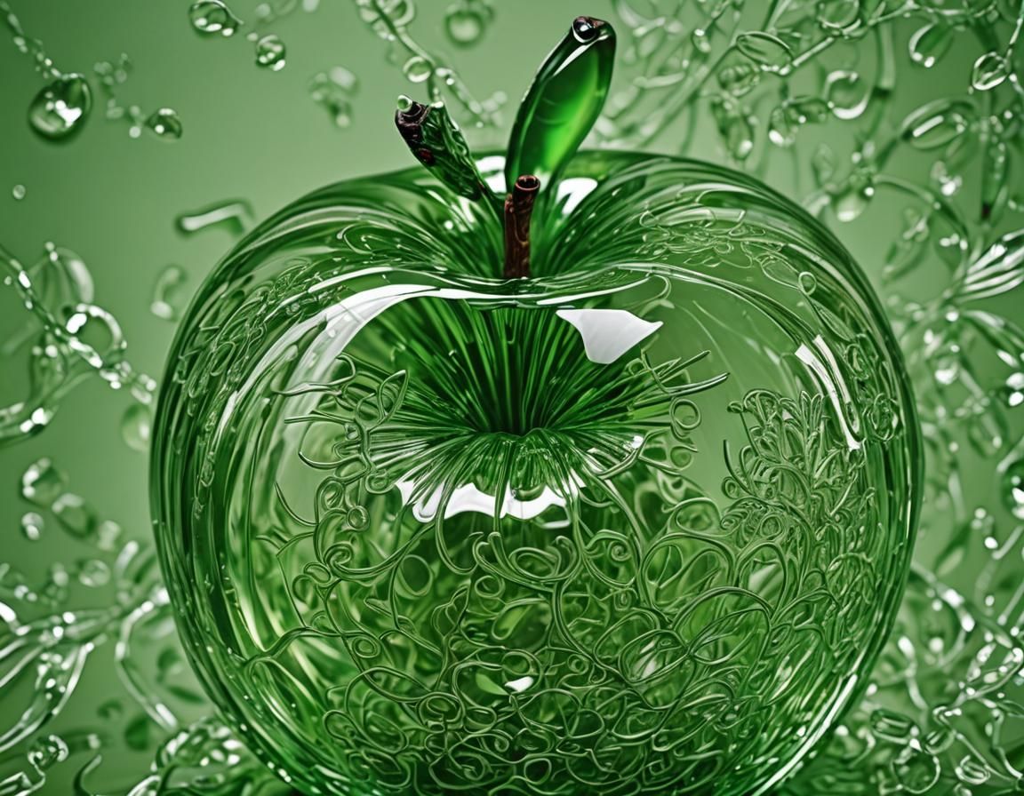 Green glass apple,6
