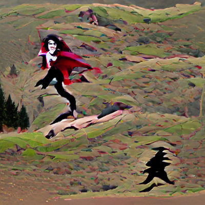 Vampire Running Uphill in Silhouette