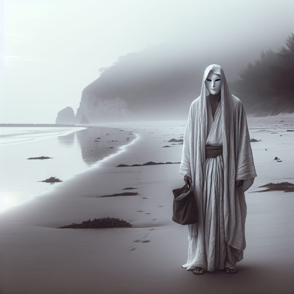 Ancient Pilgrim Embodies Monochromatic Elegance on Abandoned...