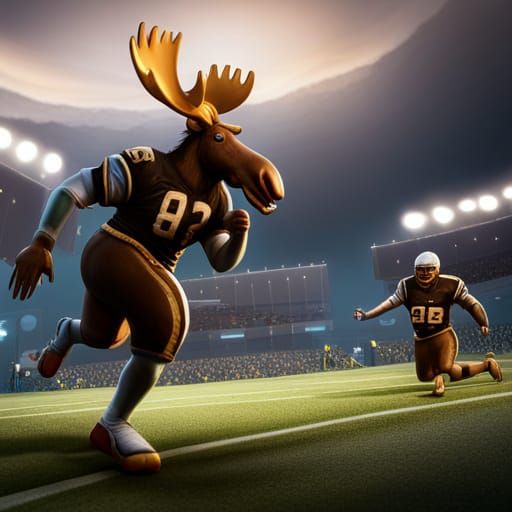 Moose Plays Football: Detailed Fantasy Concept Art