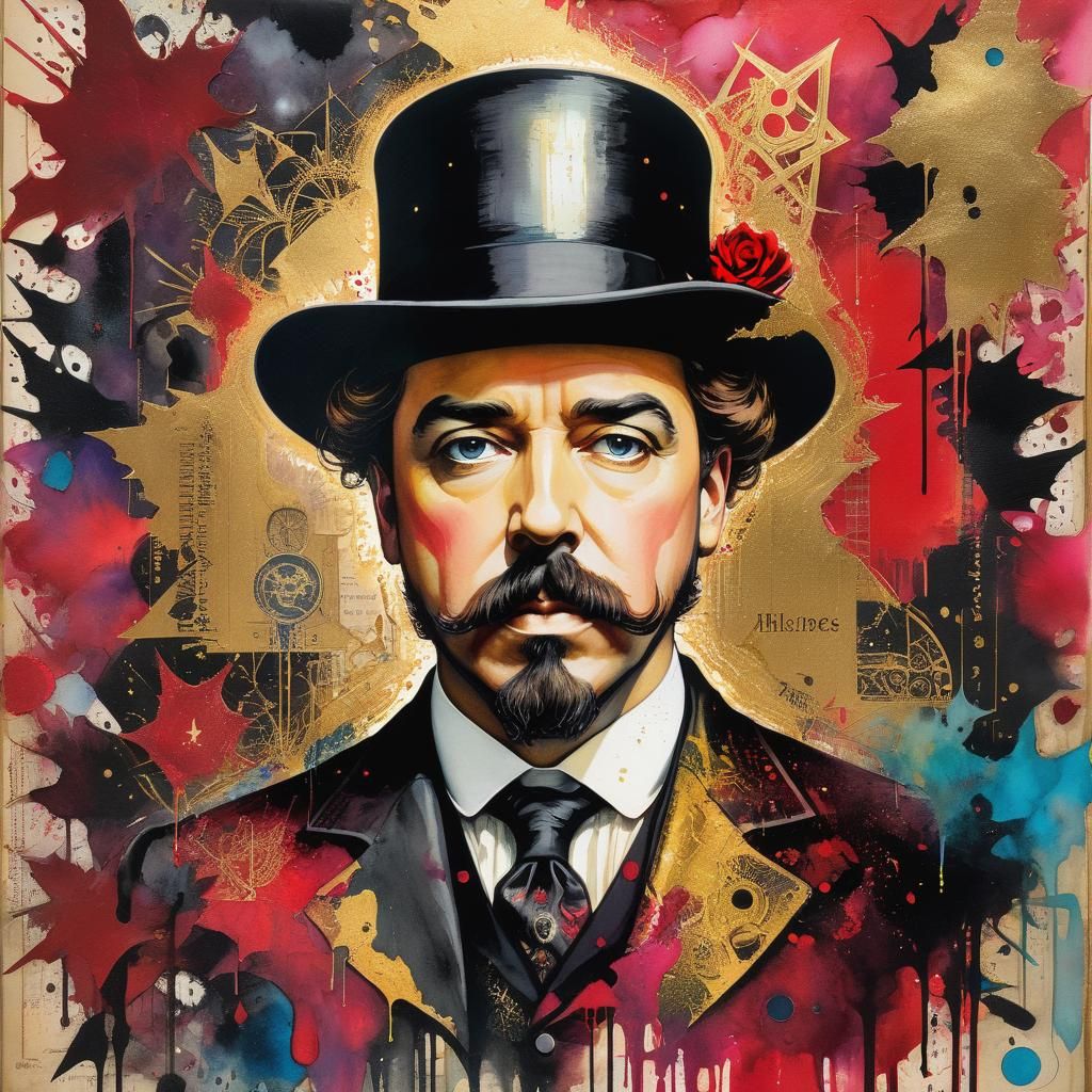 Sinister Gothic Portrait with Neon-Punk Elements