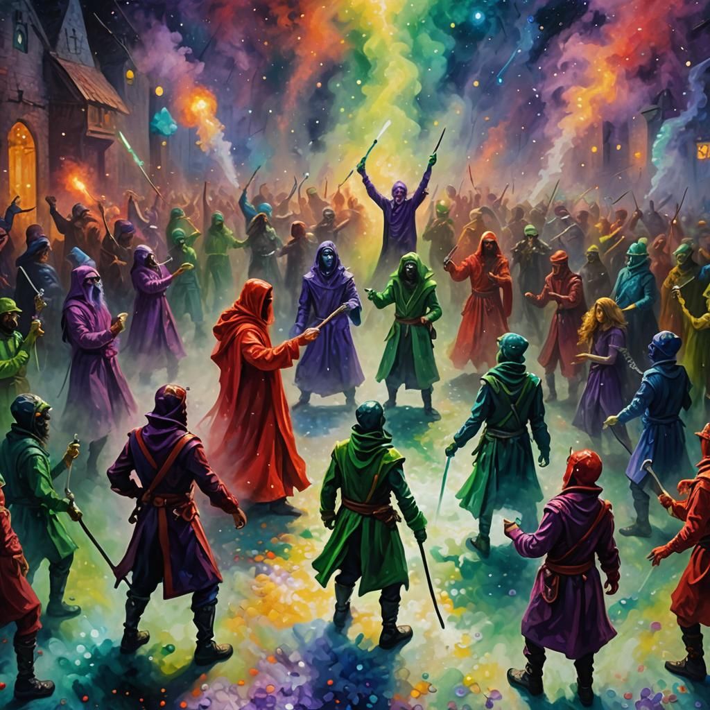 Wizards' Space Rave: A Neo-Impressionistic Party