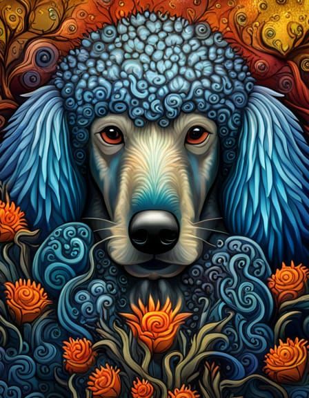 Poodle with an elaborate 'do