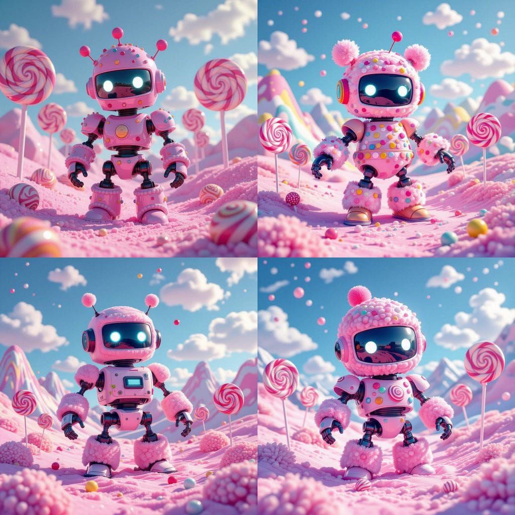 Candy Art Robot Made of Pompoms