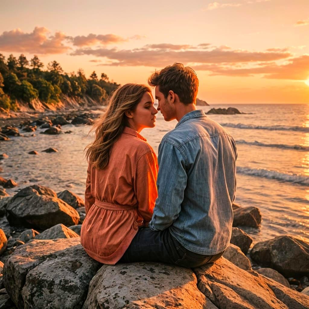 Romantic Archipelago Sunset with Vintage Car