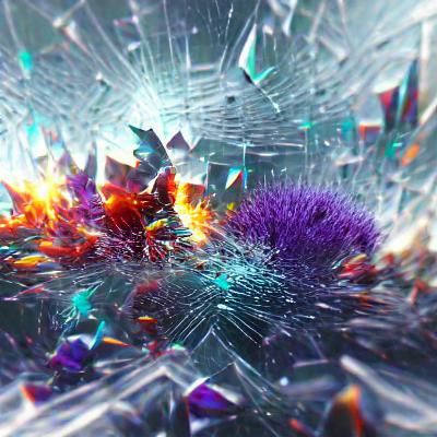 Colorful Shattered Glass Explosion in 3D