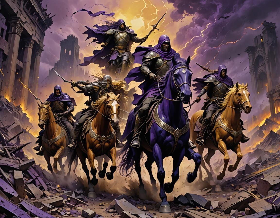 Apocalyptic Horsemen in Art Nouveau Dark Fantasy